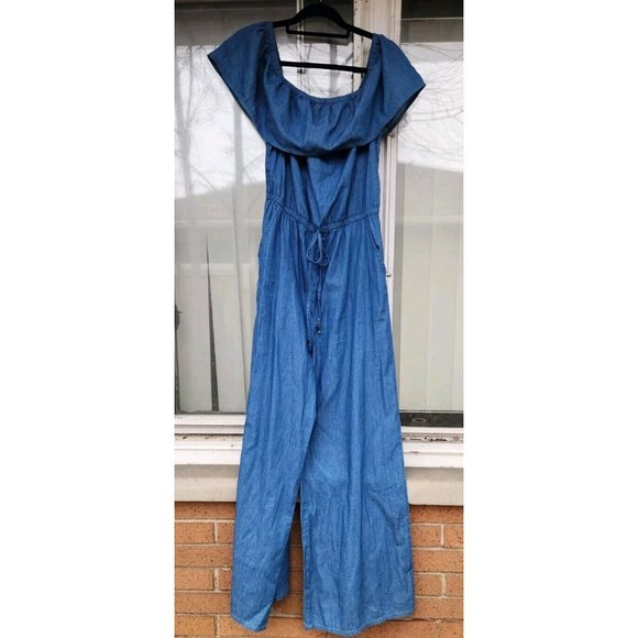 Womens Medium Jumpsuit Blue Jean Jealous Tomato Denim Wide Leg - Picture 3 of 12